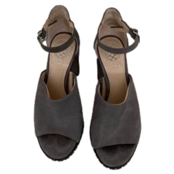 Vince Camuto Jilley open toe Sandals shoes suede neutral Gray size 5 35 euro - Picture 2 of 4